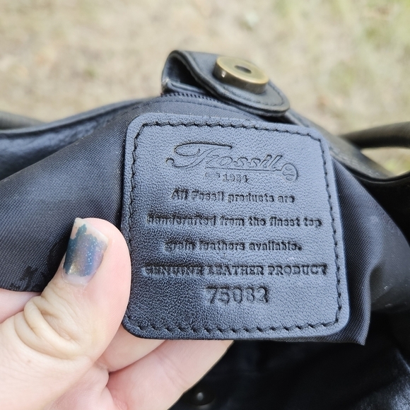 Fossil black leather two strap shoulder bag Y2K - Picture 7 of 11